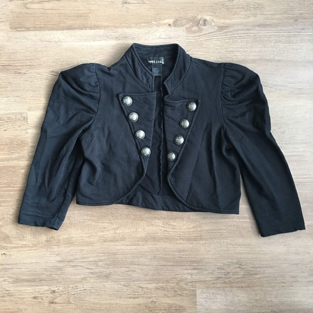 Cropped double breasted military blazer